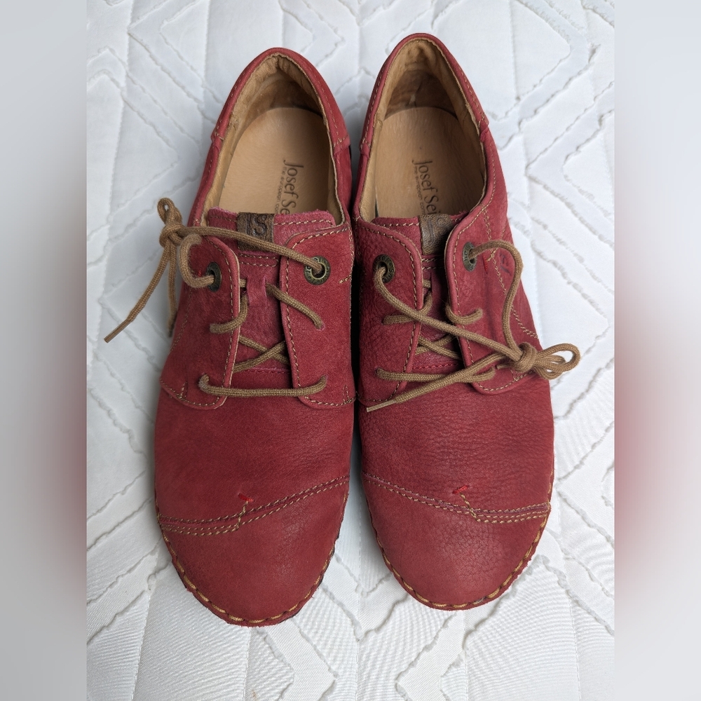 Josef Seibel Red Leather Lace-Up Shoes